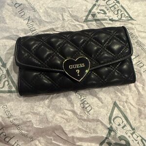 GUESS Black Quilted Heart-Emblem Wallet